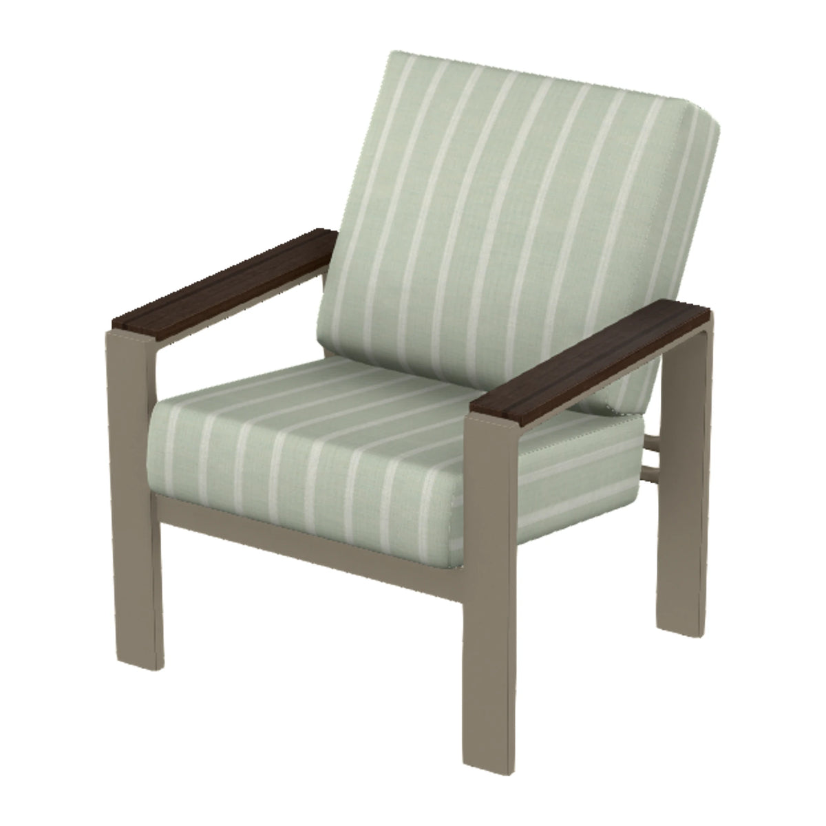 Larssen Cushion Armchair w/ Arm Accents — Storm PC / Chestnut Accents