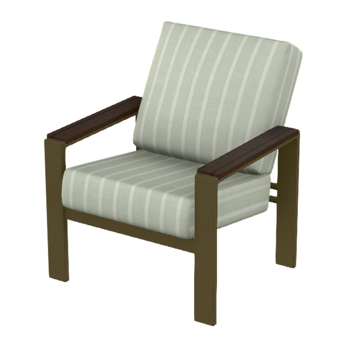 Larssen Cushion Armchair w/ Arm Accents — Beachwood PC / Chestnut Accents