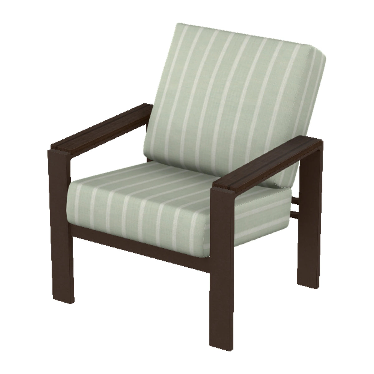Larssen Cushion Armchair w/ Arm Accents — Kona PC / Chestnut Accents