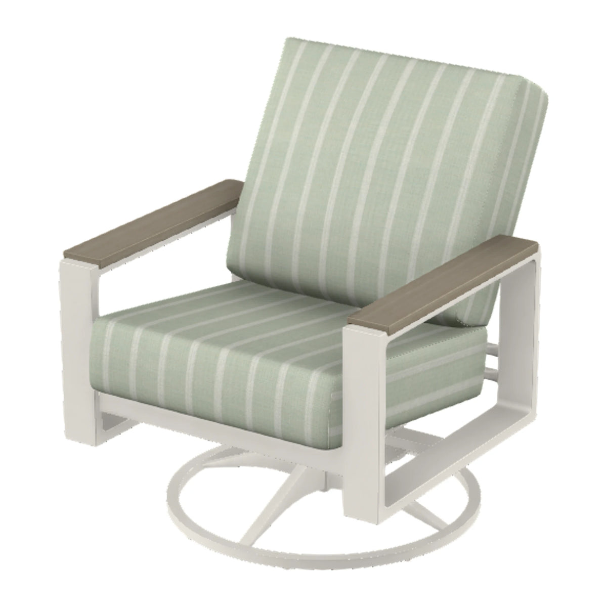 Telescope Larssen Cushion Swivel Rocker w/ Arm Accents — Snow PC / Weathered Wood Accent