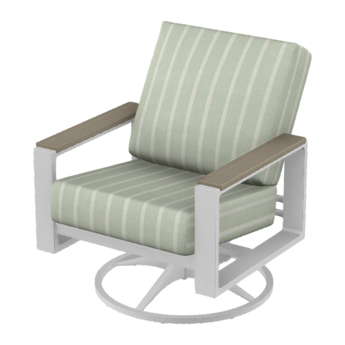 Telescope Larssen Cushion Swivel Rocker w/ Arm Accents — White Txt PC / Weathered Wood Accent