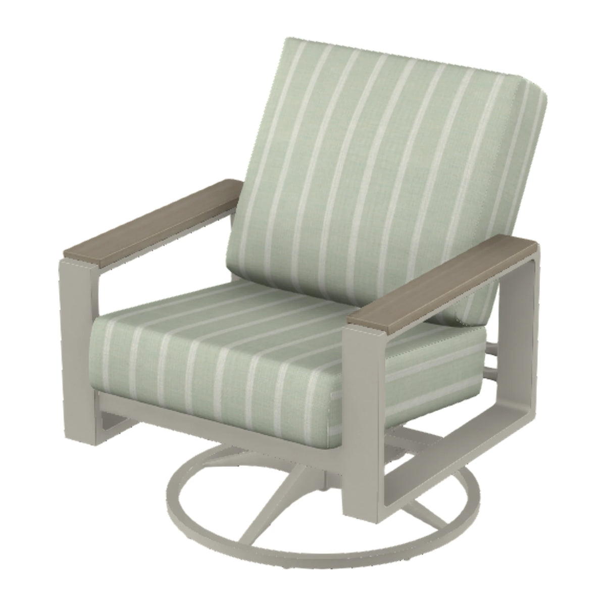 Telescope Larssen Cushion Swivel Rocker w/ Arm Accents — Warm Grey PC / Weathered Wood Accent