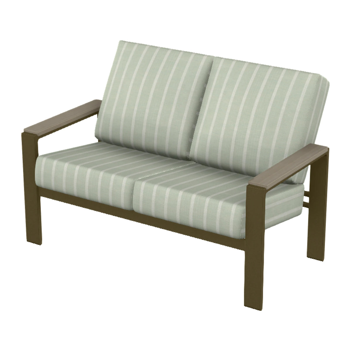 Larssen Cushion Loveseat w/ Arm Accents — Beachwood PC / Weathered Wood Accent