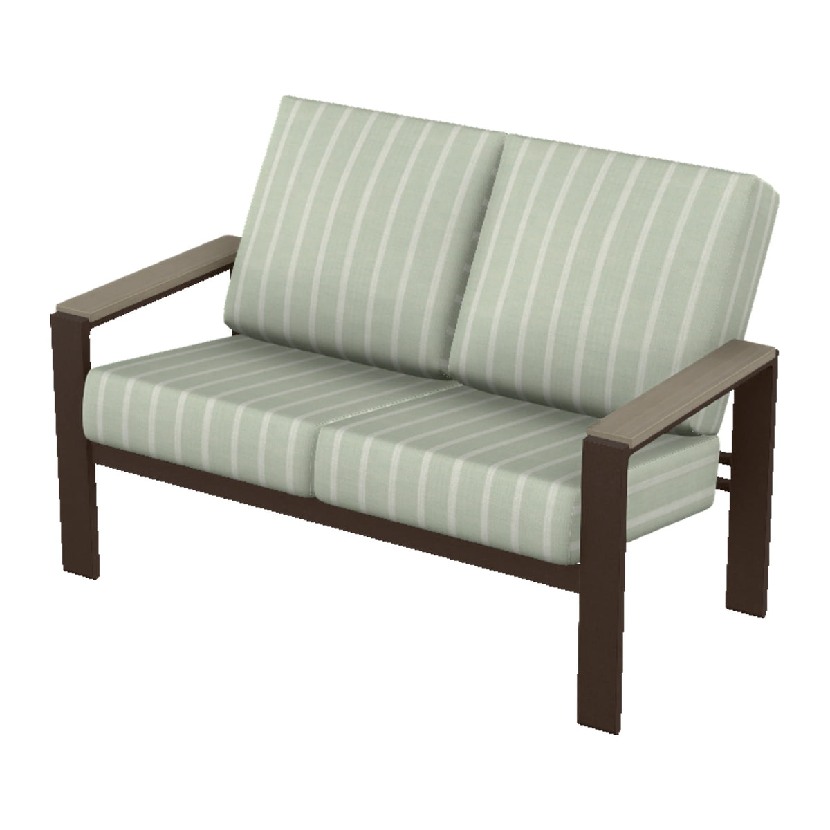 Larssen Cushion Loveseat w/ Arm Accents — Kona PC / Weathered Wood Accent