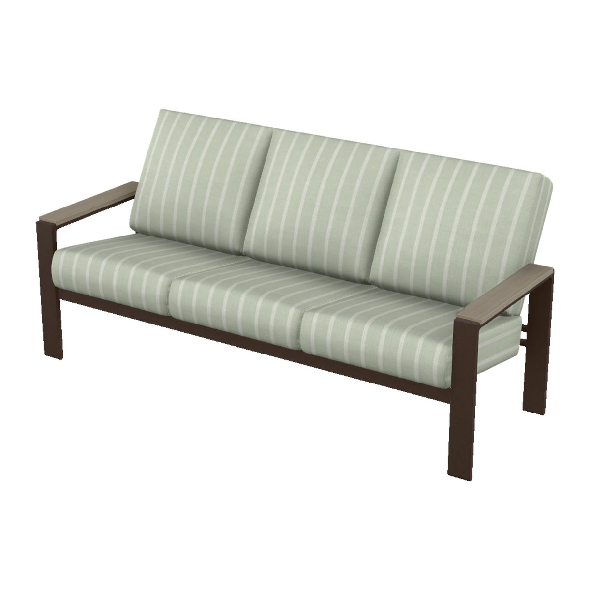 Telescope Larssen Cushion Sofa w/ Arm Accents — Kona PC / Weathered Wood Accent