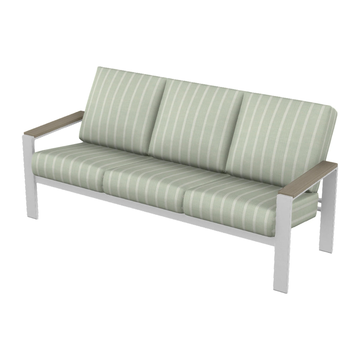 Telescope Larssen Cushion Sofa w/ Arm Accents — White Txt PC / Weathered Wood Accent