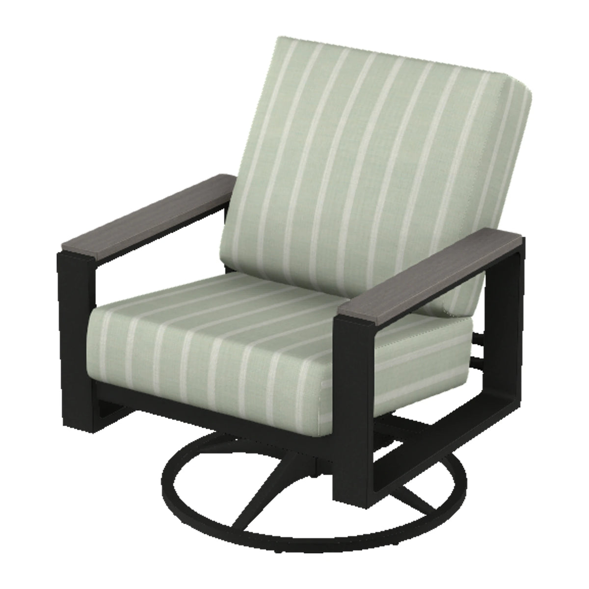 Telescope Larssen Cushion Swivel Rocker w/ Arm Accents — Black PC / Boardwalk Accents