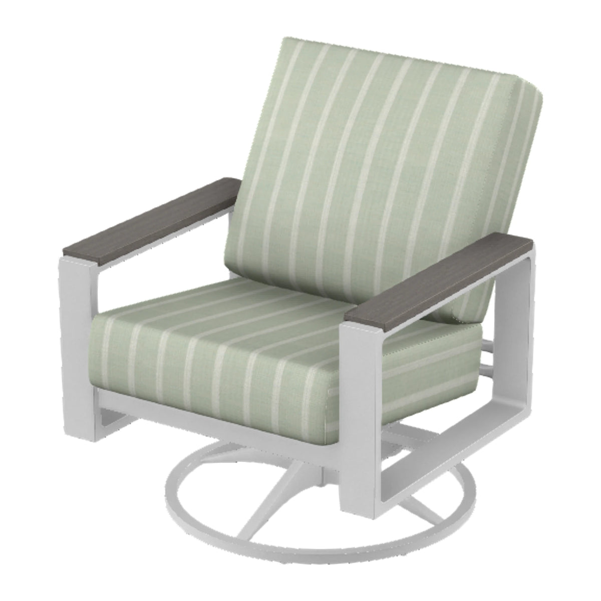 Telescope Larssen Cushion Swivel Rocker w/ Arm Accents — White Txt PC / Boardwalk Accents