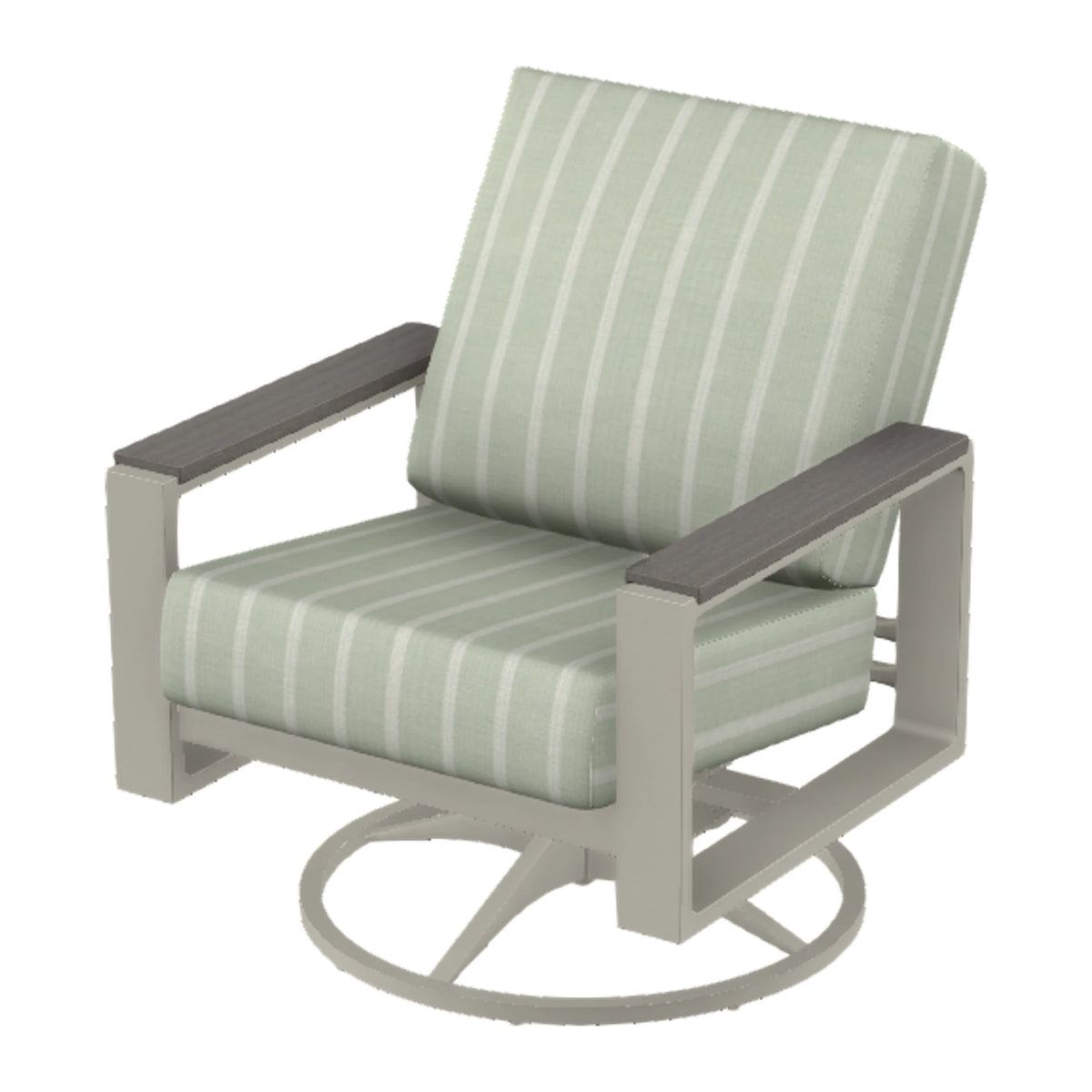 Telescope Larssen Cushion Swivel Rocker w/ Arm Accents — Warm Grey PC / Boardwalk Accents
