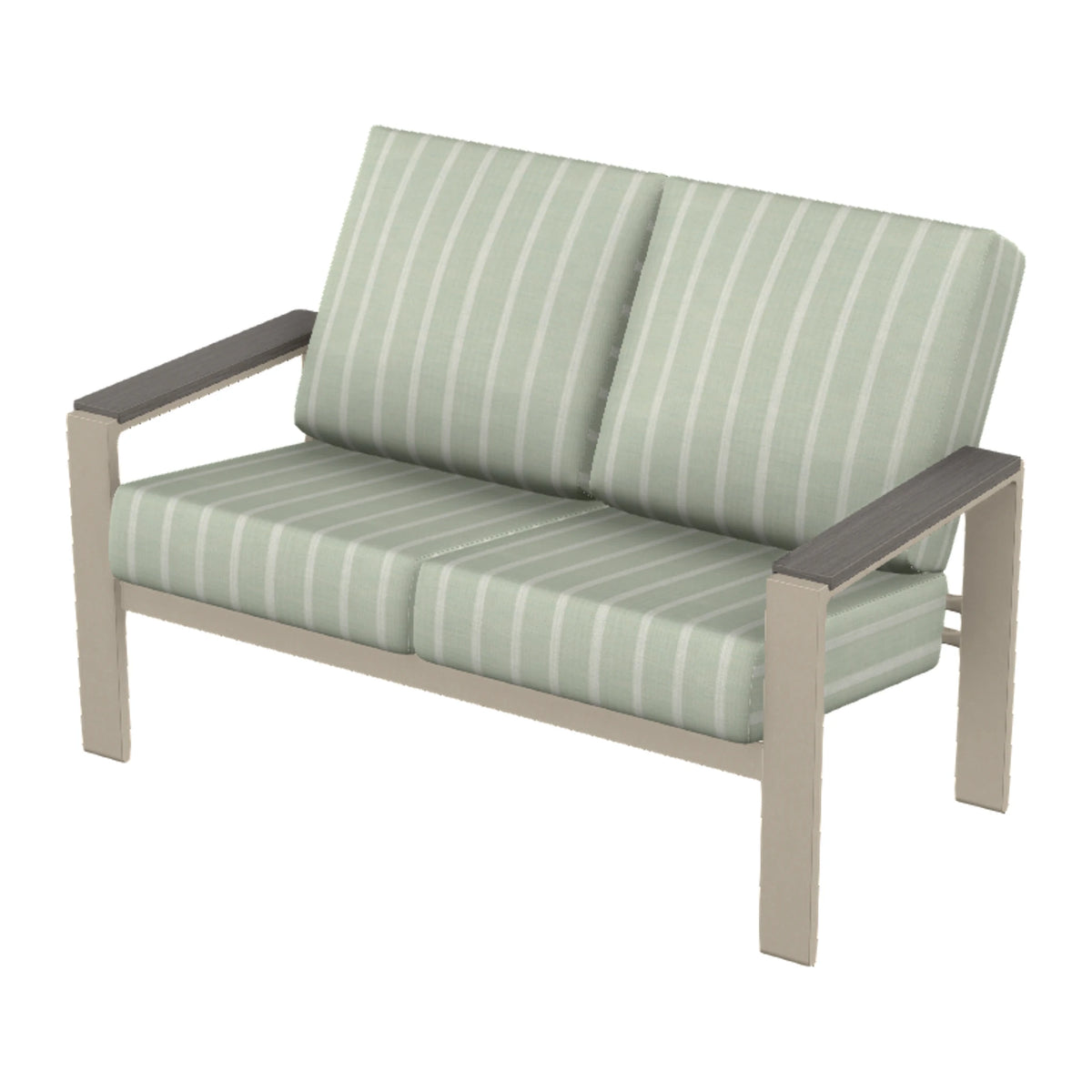 Larssen Cushion Loveseat w/ Arm Accents — Desert Sand PC / Boardwalk Accents