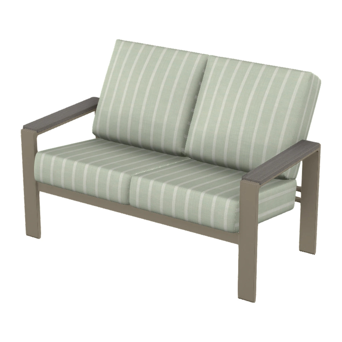 Larssen Cushion Loveseat w/ Arm Accents — Storm PC / Boardwalk Accents