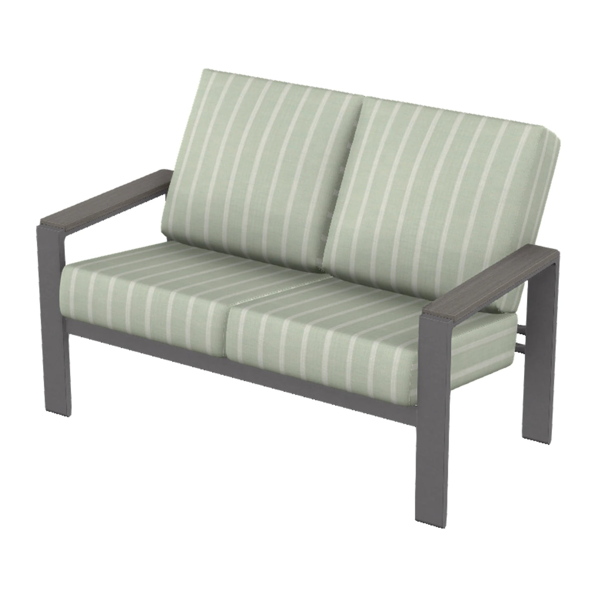 Larssen Cushion Loveseat w/ Arm Accents — Graphite Txt PC / Boardwalk Accents