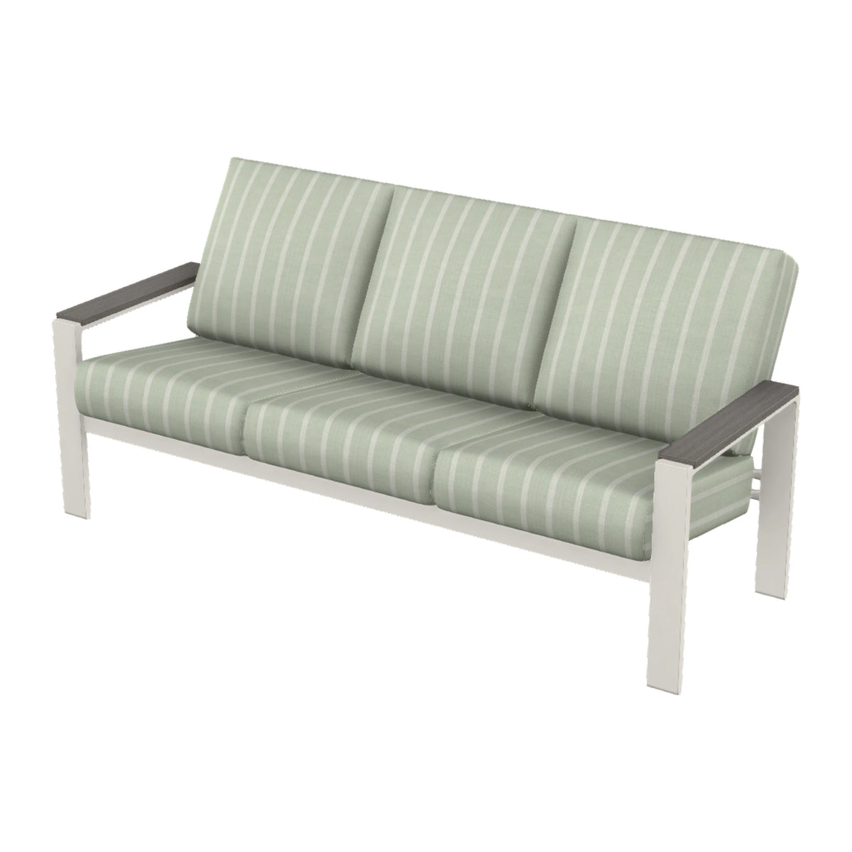 Telescope Larssen Cushion Sofa w/ Arm Accents — Snow PC / Boardwalk Accents