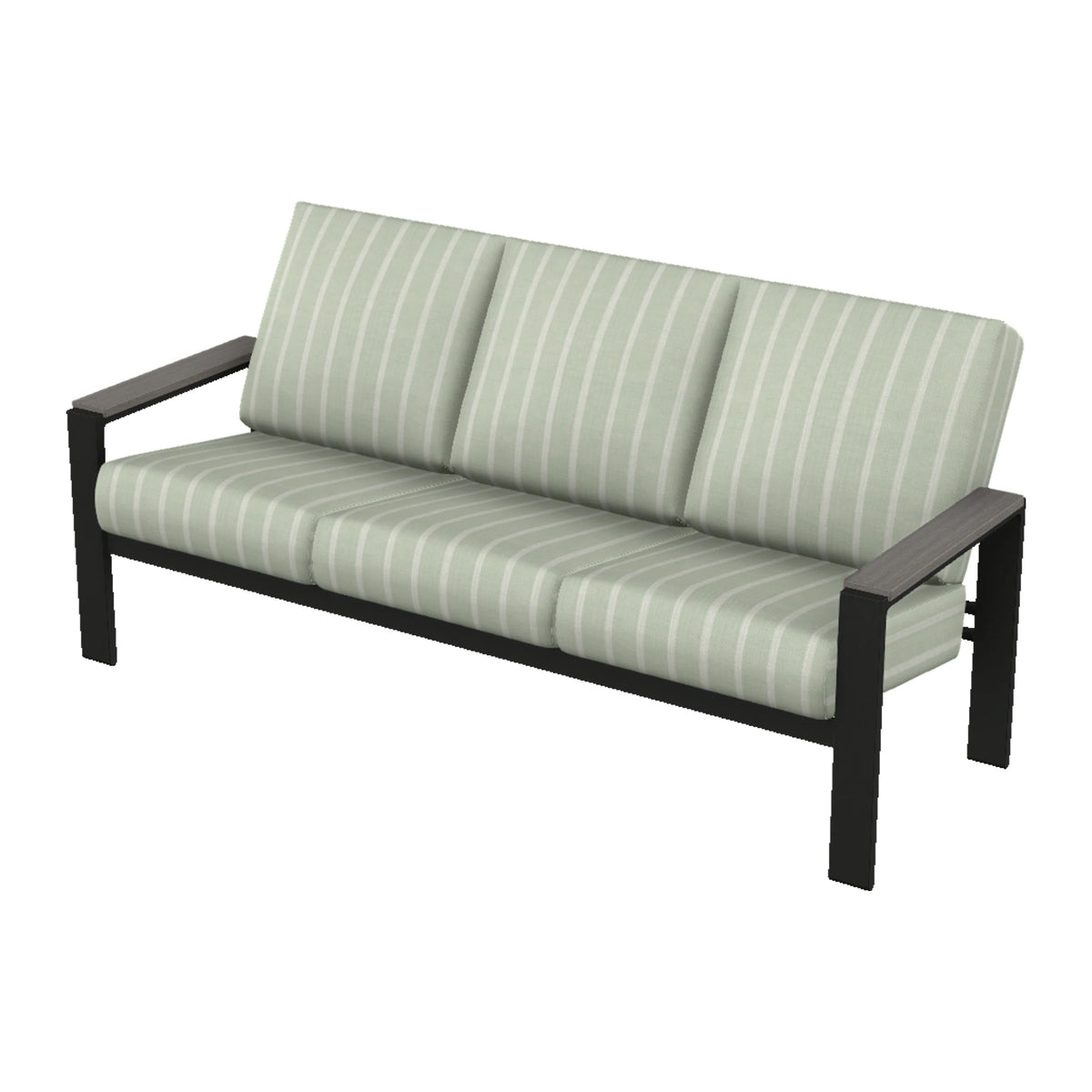 Telescope Larssen Cushion Sofa w/ Arm Accents — Black PC / Boardwalk Accents