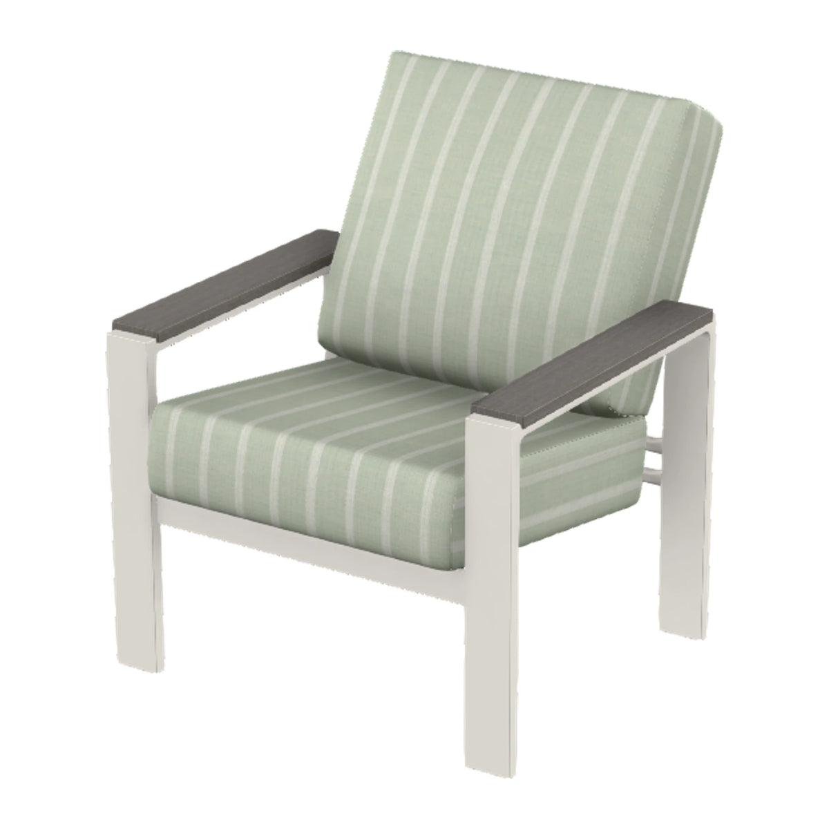 Larssen Cushion Armchair w/ Arm Accents — Snow PC / Boardwalk Accents