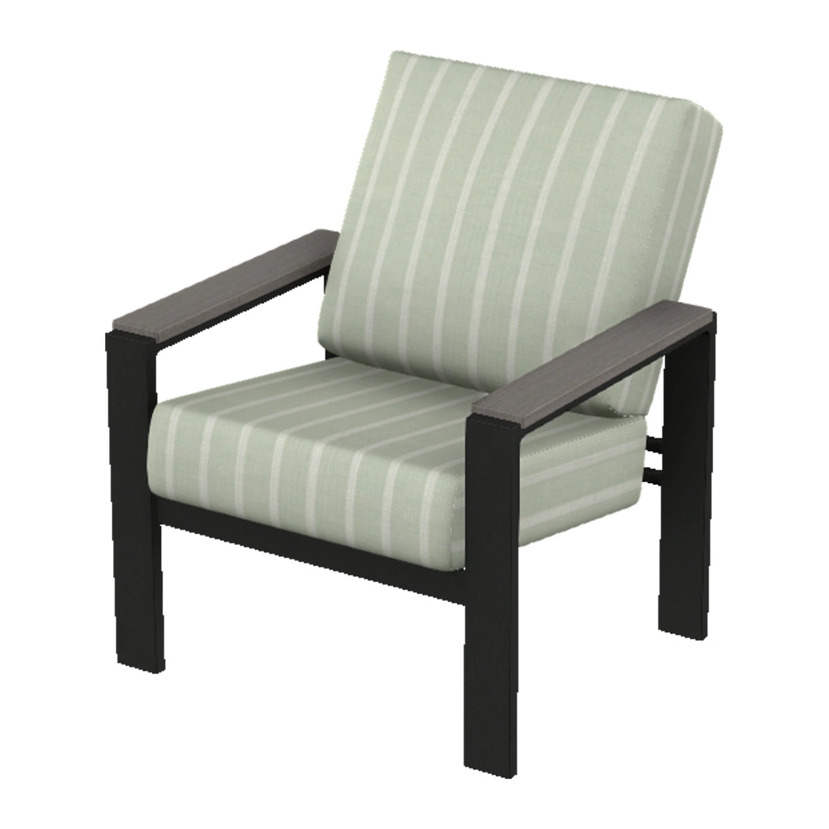Larssen Cushion Armchair w/ Arm Accents — Black PC / Boardwalk Accents