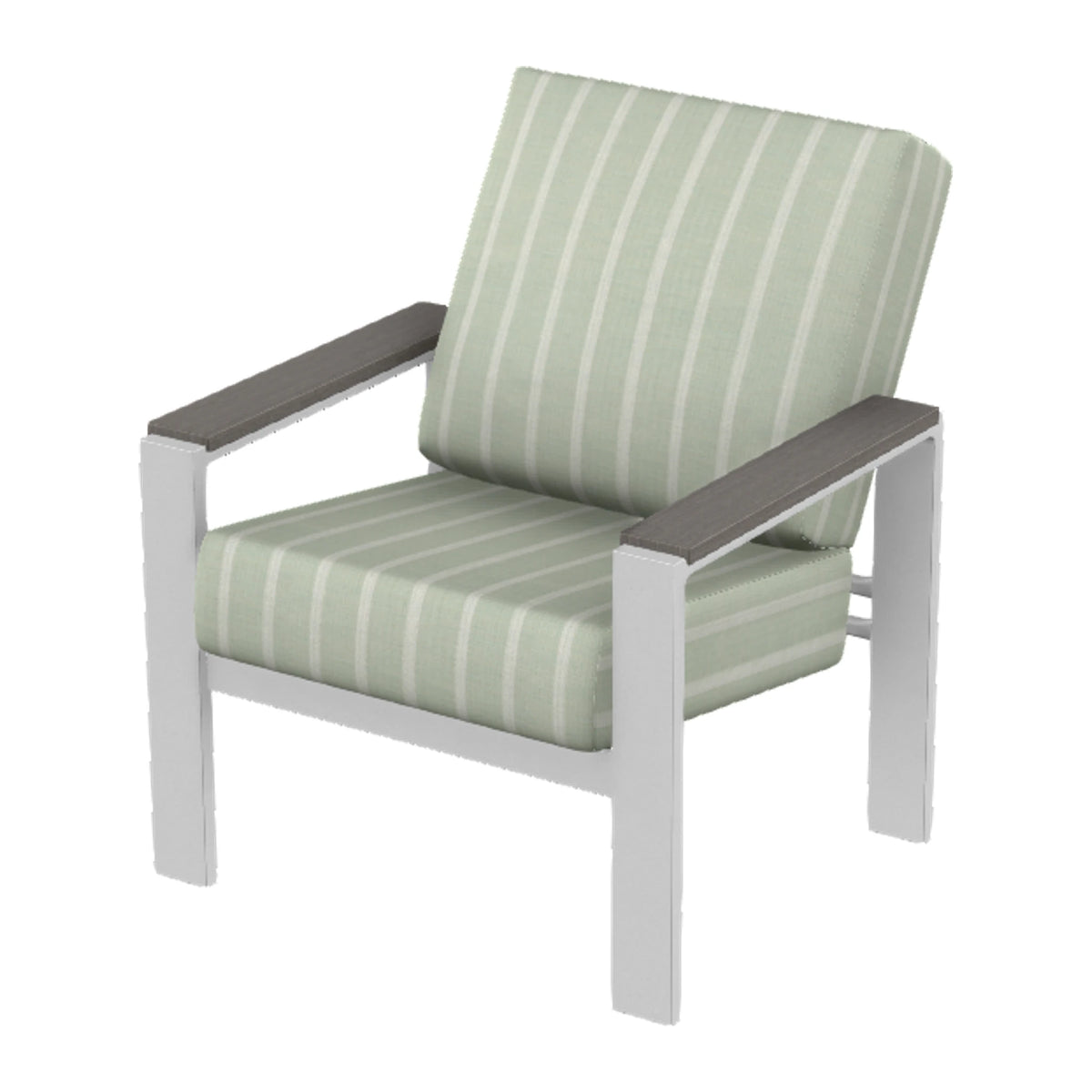 Larssen Cushion Armchair w/ Arm Accents — White Txt PC / Boardwalk Accents