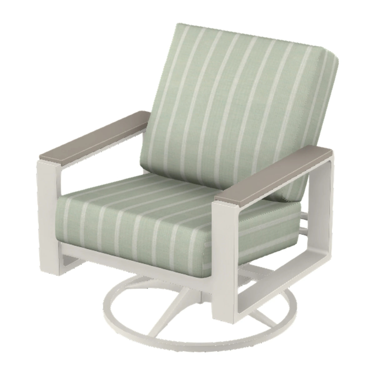 Telescope Larssen Cushion Swivel Rocker w/ Arm Accents — Snow PC / Warm Grey Accents
