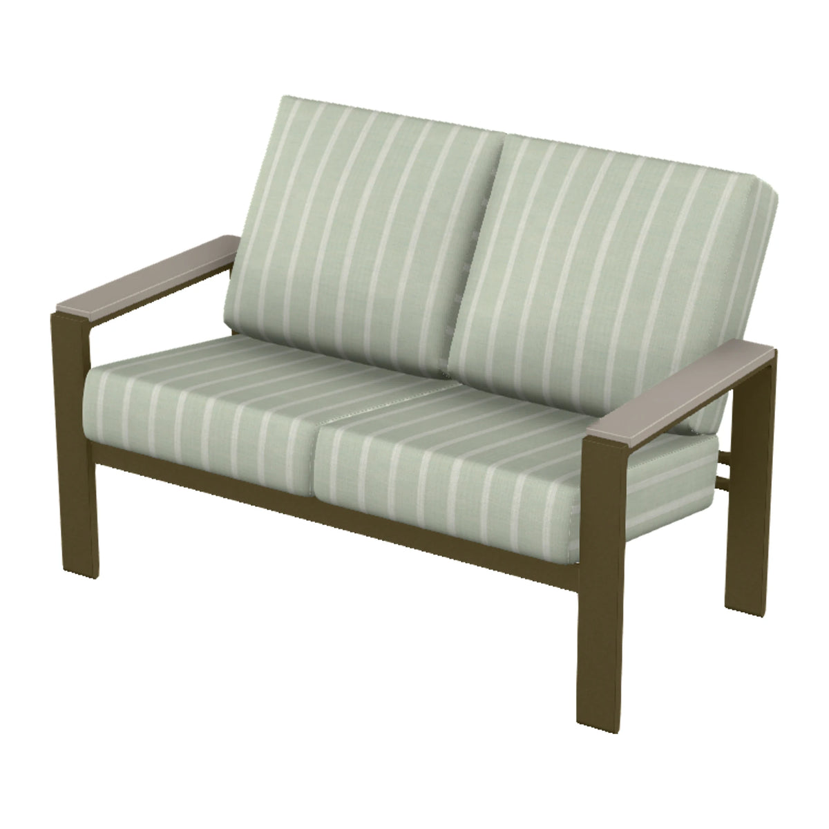 Larssen Cushion Loveseat w/ Arm Accents — Beachwood PC / Warm Grey Accents