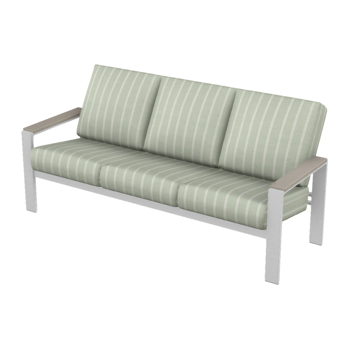 Telescope Larssen Cushion Sofa w/ Arm Accents — White Txt PC / Warm Grey Accents