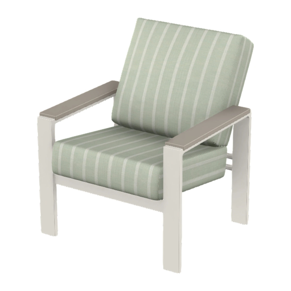 Larssen Cushion Armchair w/ Arm Accents — Snow PC / Warm Grey Accents