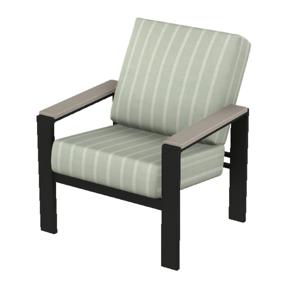 Larssen Cushion Armchair w/ Arm Accents — Black PC / Warm Grey Accents