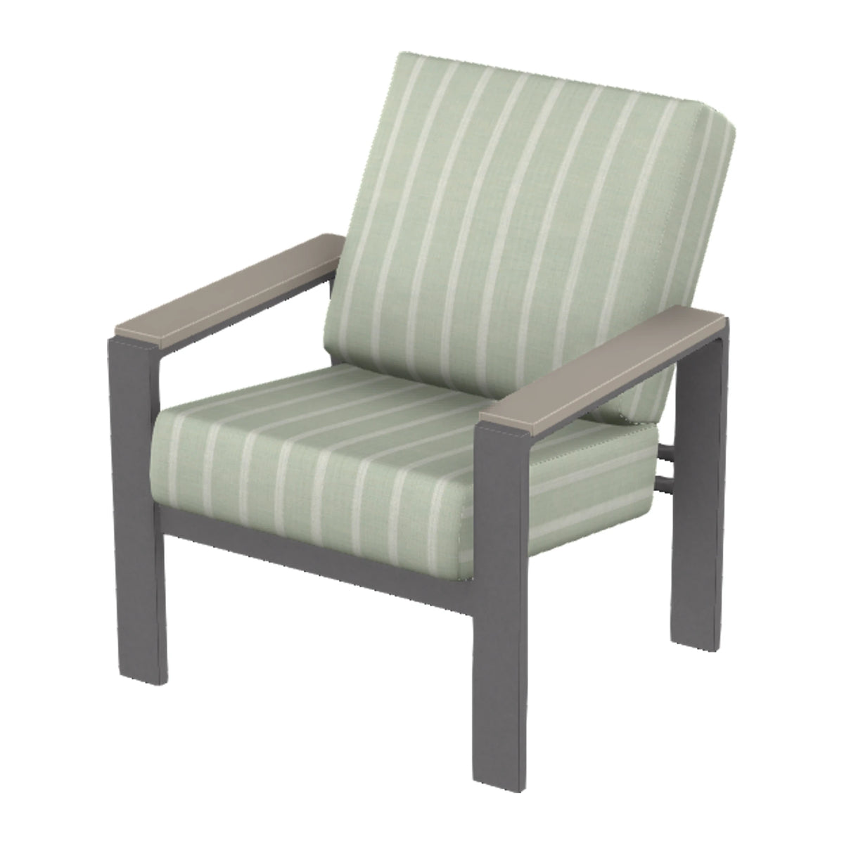 Larssen Cushion Armchair w/ Arm Accents — Graphite Txt PC / Warm Grey Accents