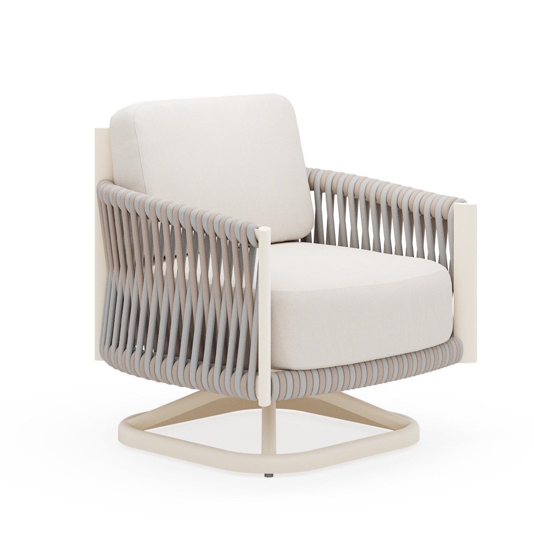 Woodard 42"x 60" Essence NexTeak Firepit and Eve Swivel Lounge Chairs