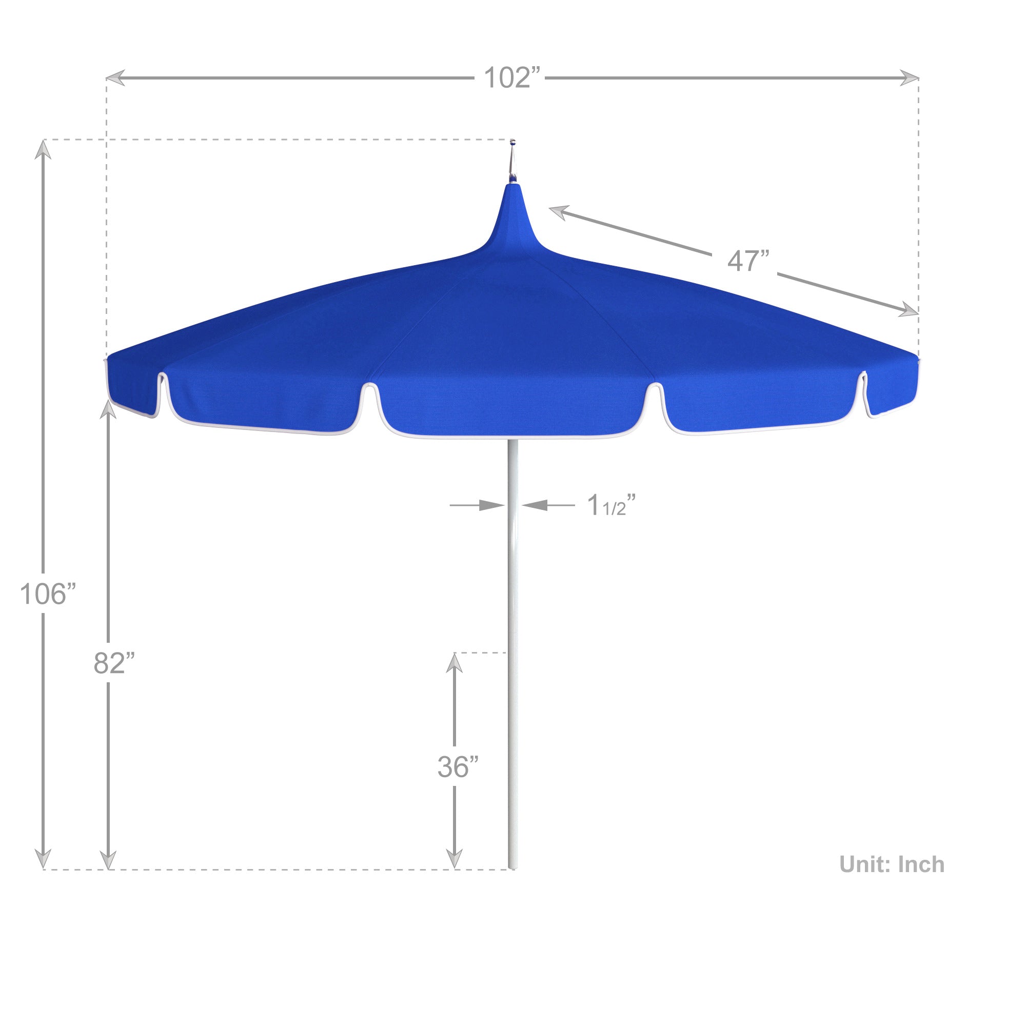 8.5' Classic Pagoda Series Patio Umbrella - Sunbrella Fabric