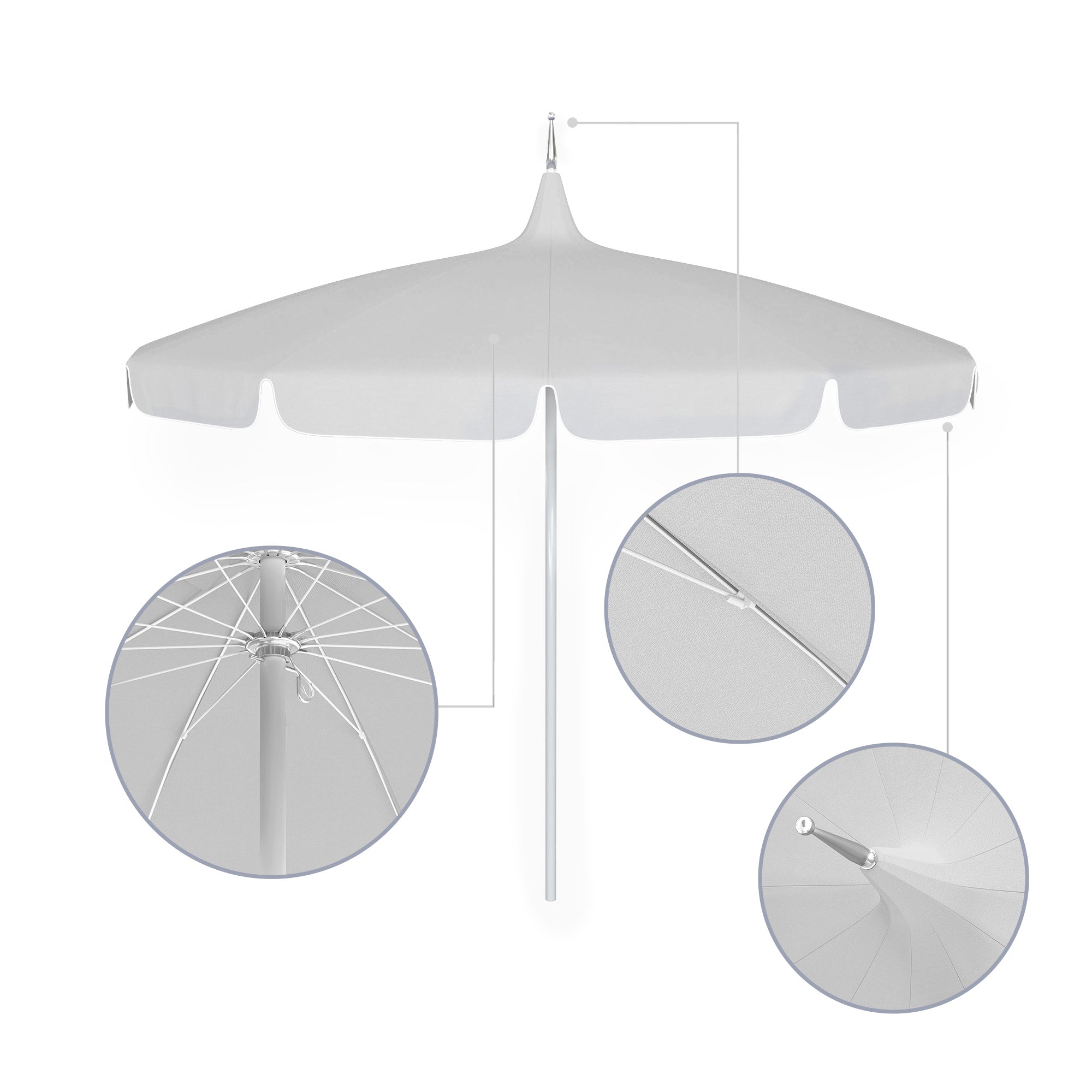 8.5' Classic Pagoda Series Patio Umbrella - Sunbrella Fabric