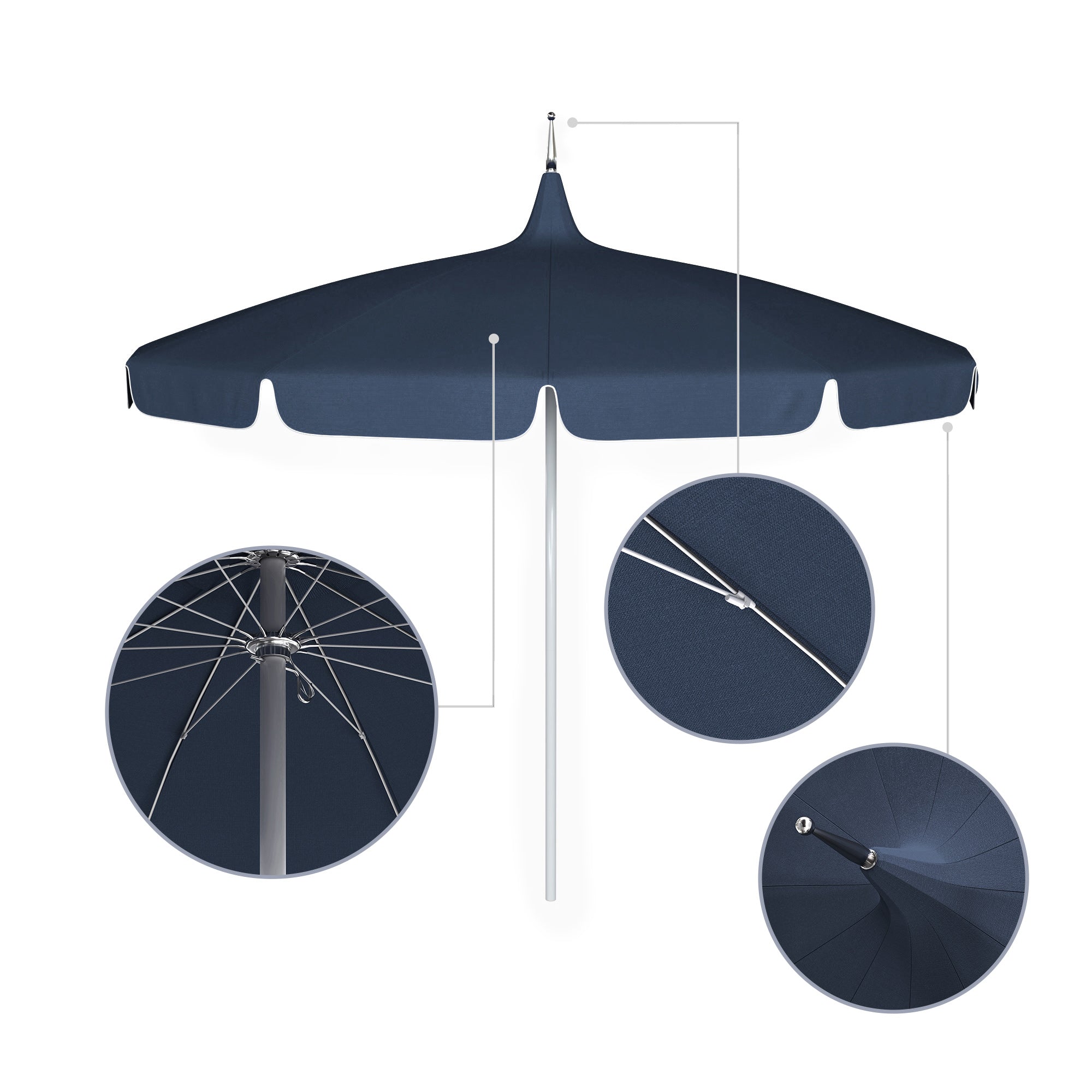 8.5' Classic Pagoda Series Patio Umbrella - Sunbrella Fabric