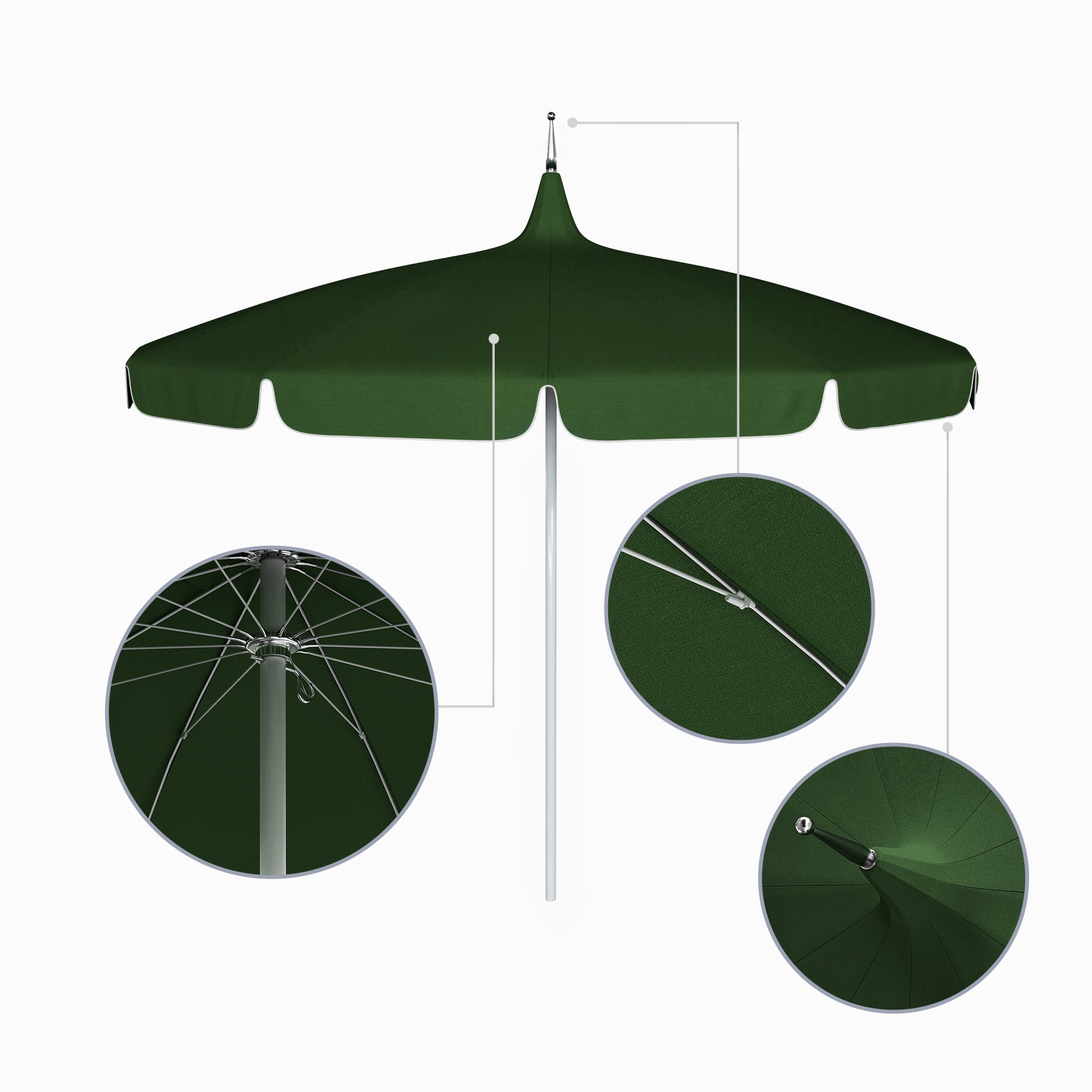 8.5' Classic Pagoda Series Patio Umbrella - Sunbrella Fabric