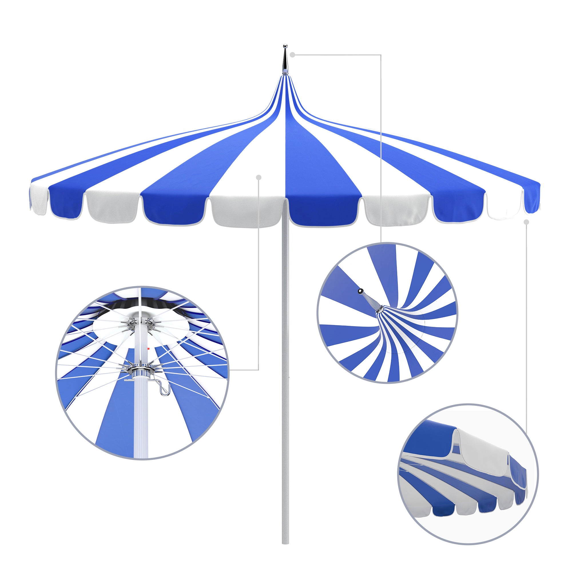 8.5' Pagoda Series Patio Umbrella - Sunbrella Fabric