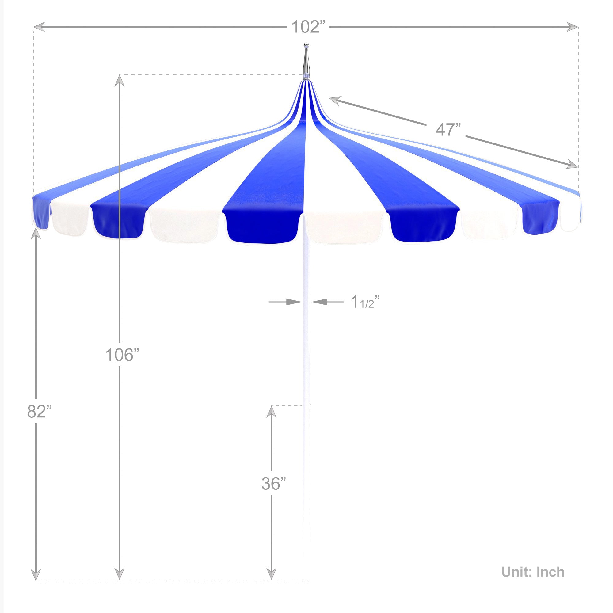 8.5' Pagoda Series Patio Umbrella - Sunbrella Fabric