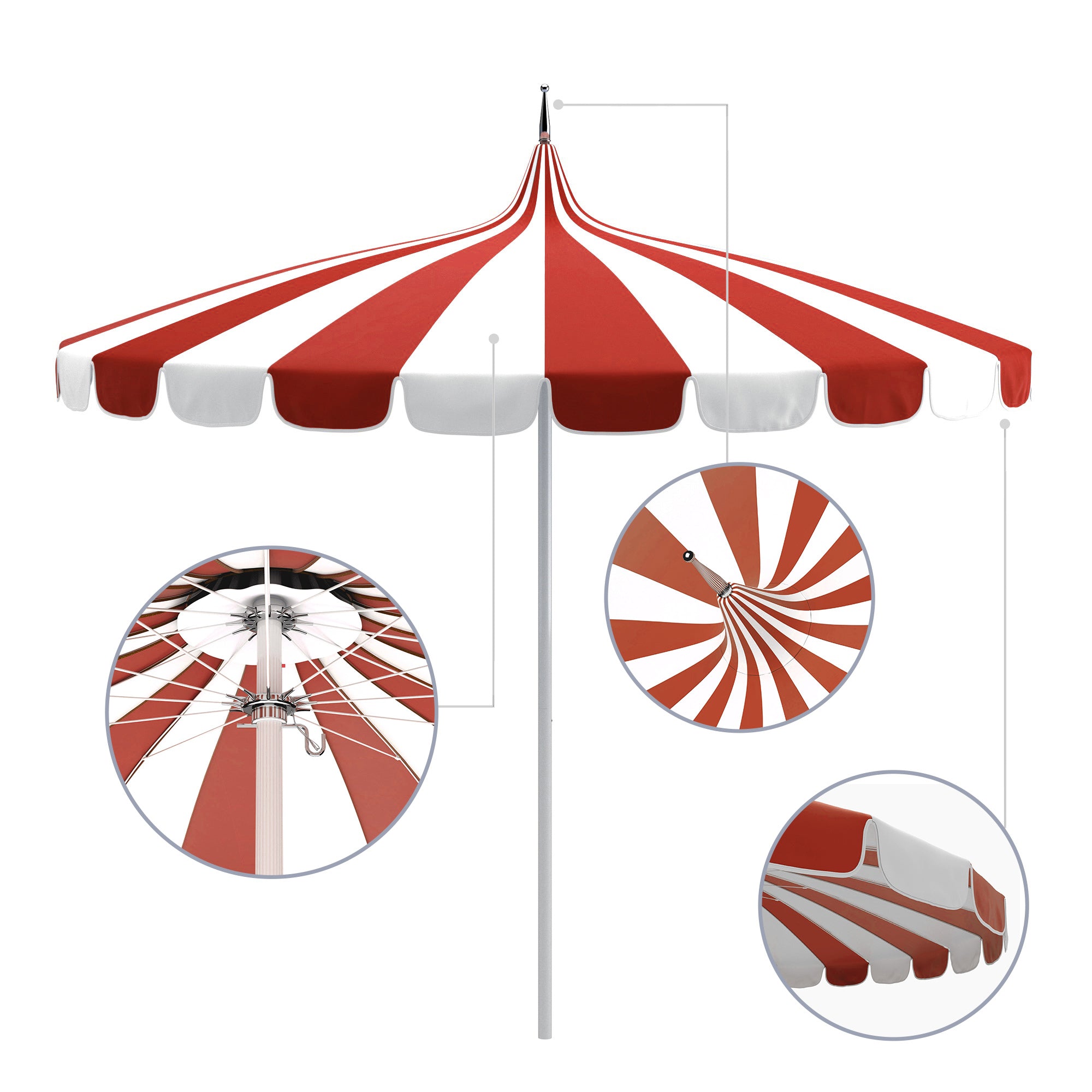 California Umbrella Pagoda Series Patio Umbrella Red Stripe