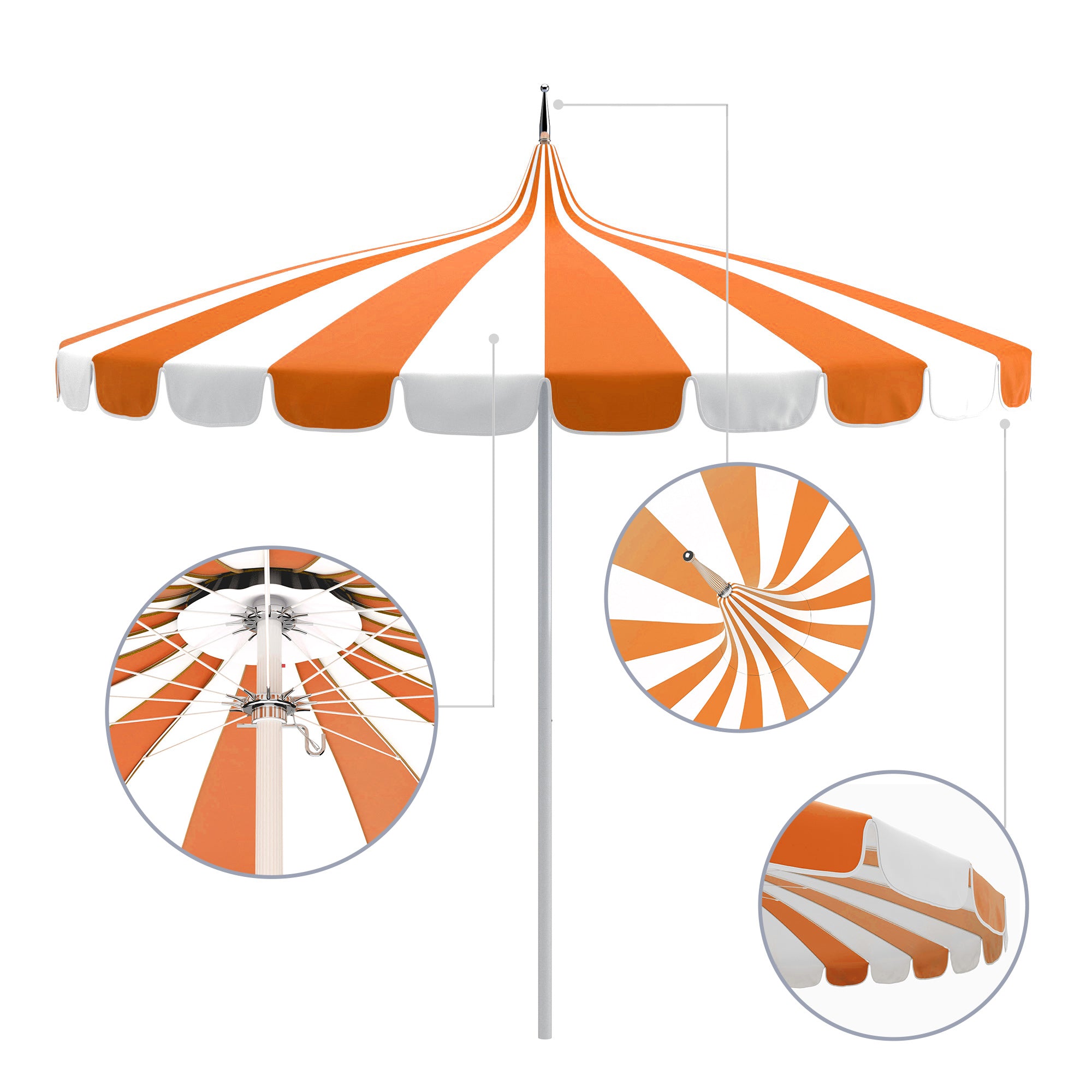 8.5' Pagoda Series Patio Umbrella - Sunbrella Fabric