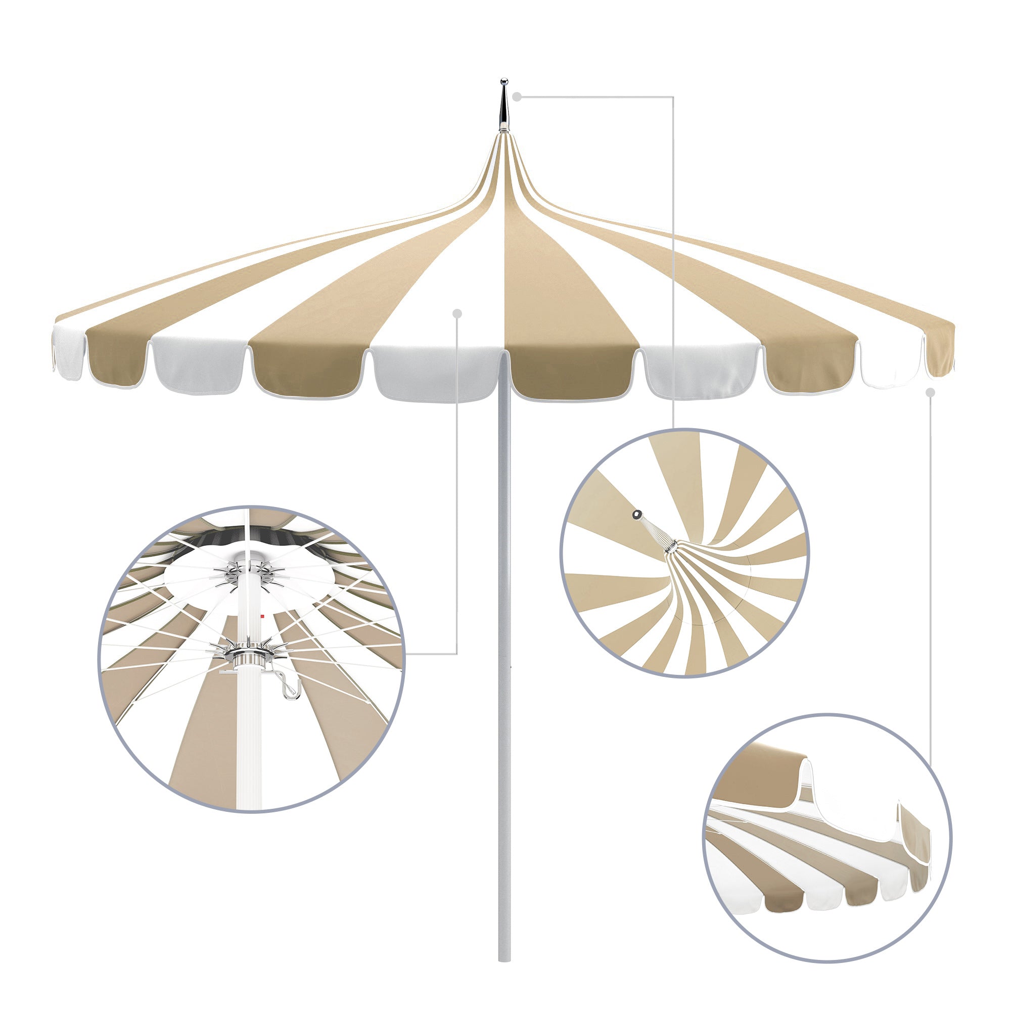 8.5' Pagoda Series Patio Umbrella - Sunbrella Fabric