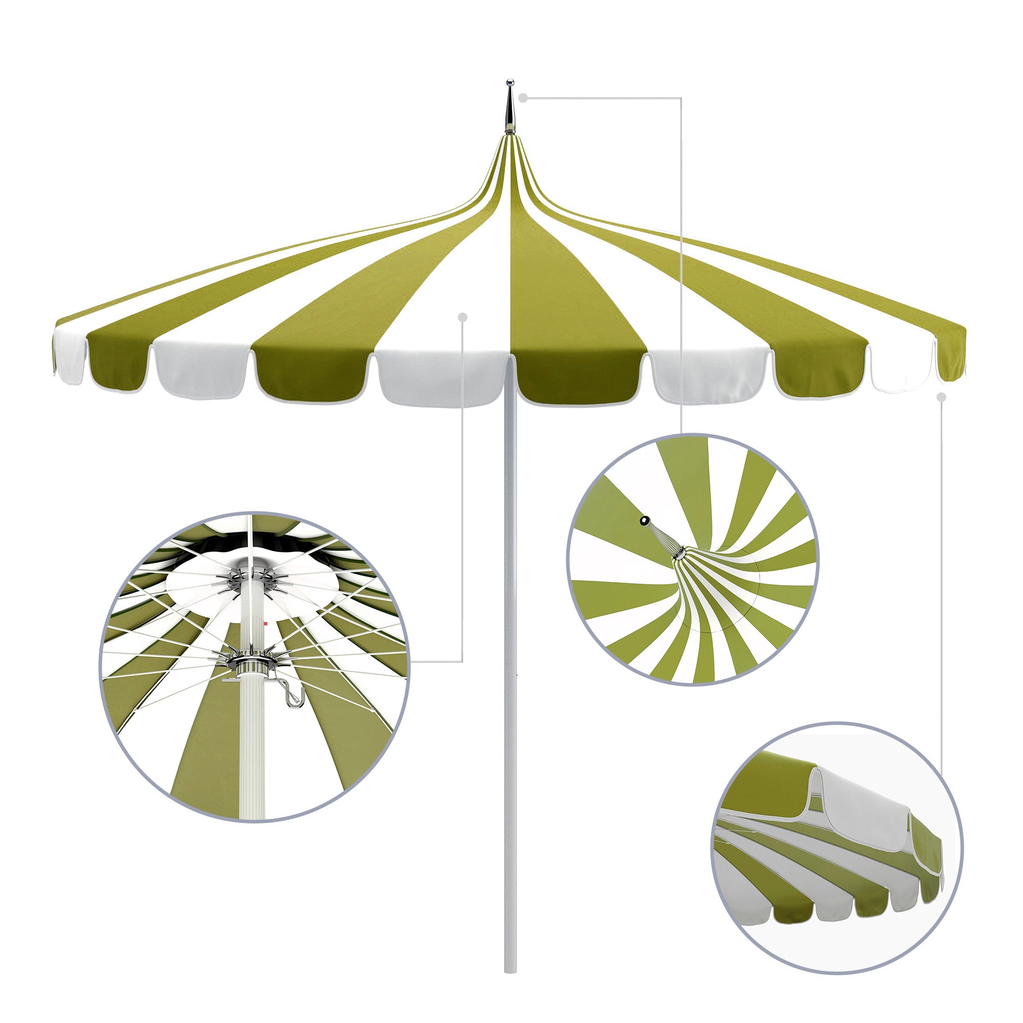 8.5' Pagoda Series Patio Umbrella - Sunbrella Fabric