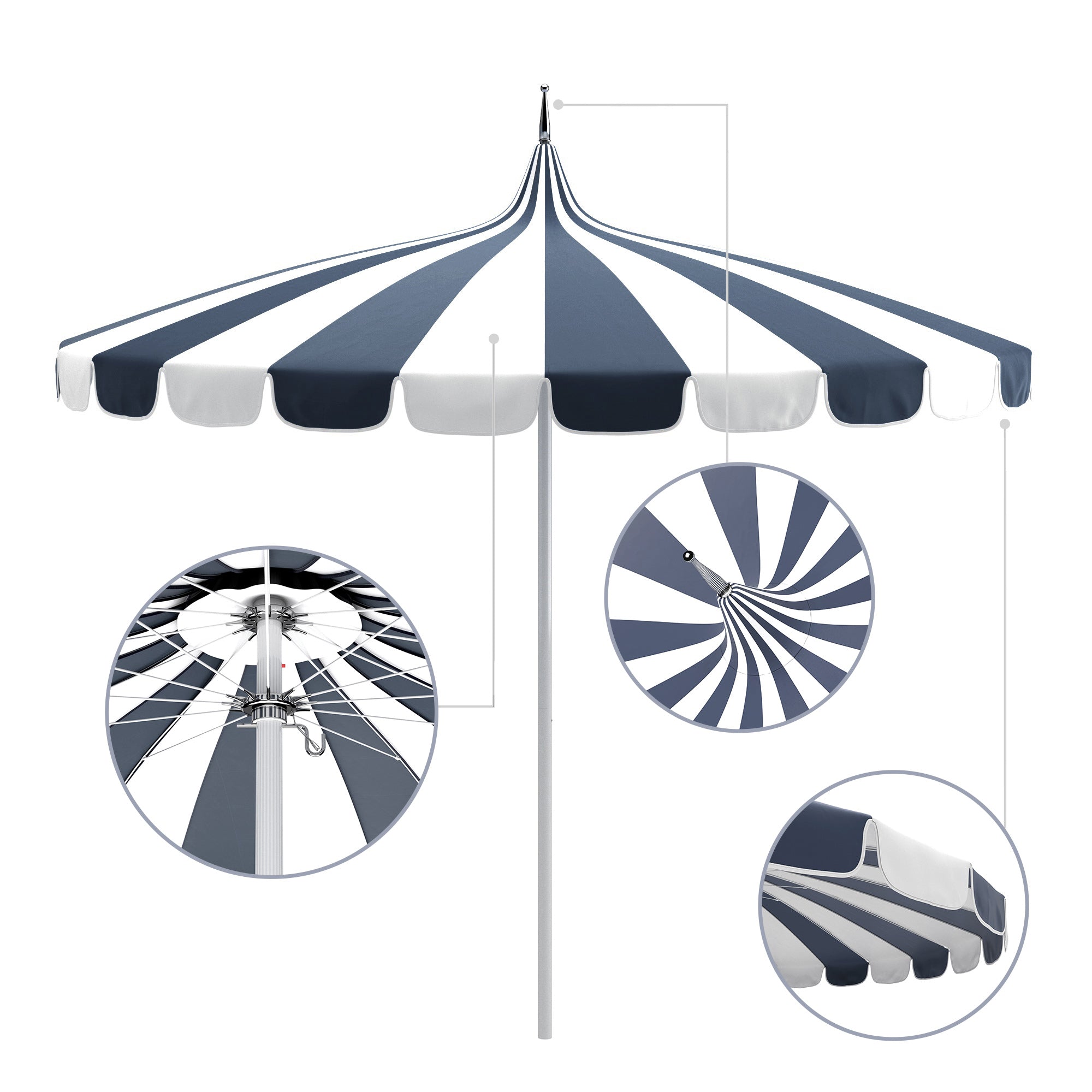 8.5' Pagoda Series Patio Umbrella - Sunbrella Fabric