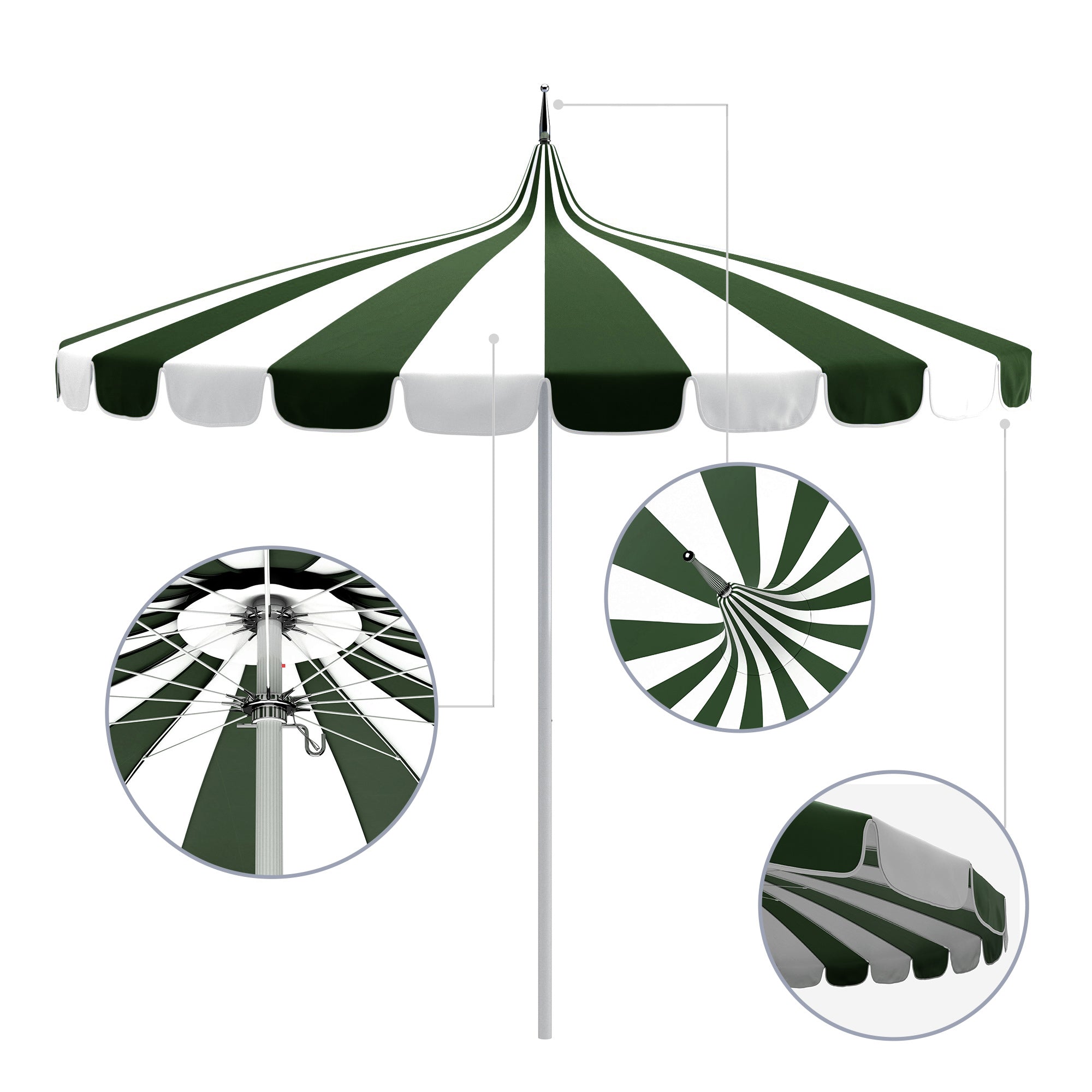 8.5' Pagoda Series Patio Umbrella - Sunbrella Fabric