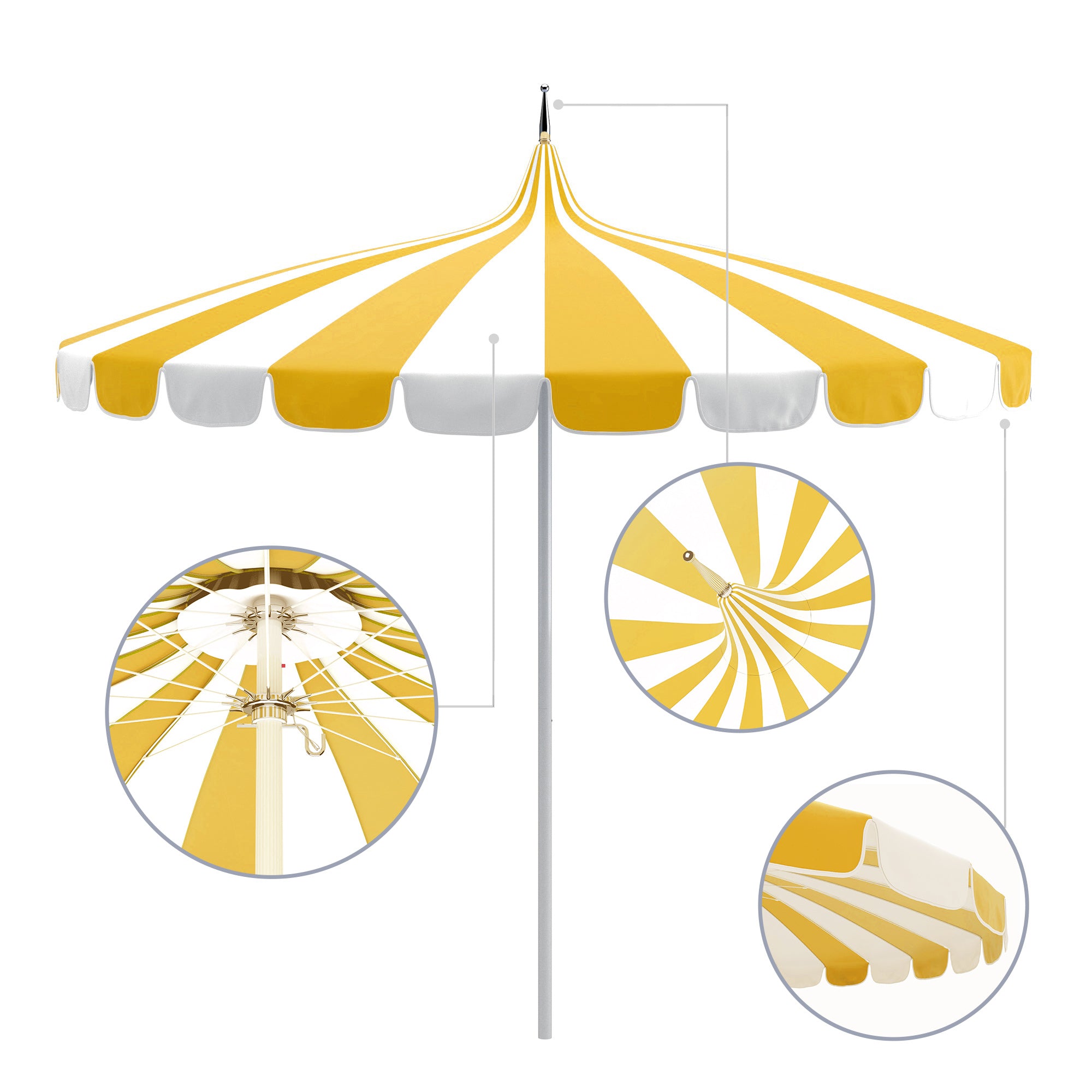 8.5' Pagoda Series Patio Umbrella - Sunbrella Fabric