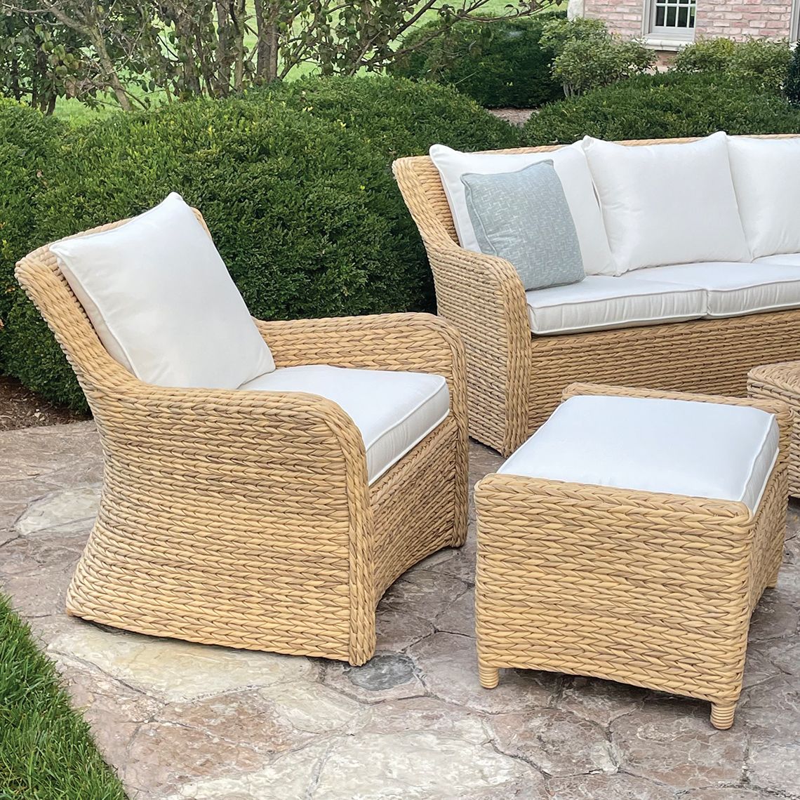 Kingsley Bate Sag Harbor Wicker Ottoman - Thumbnail 2