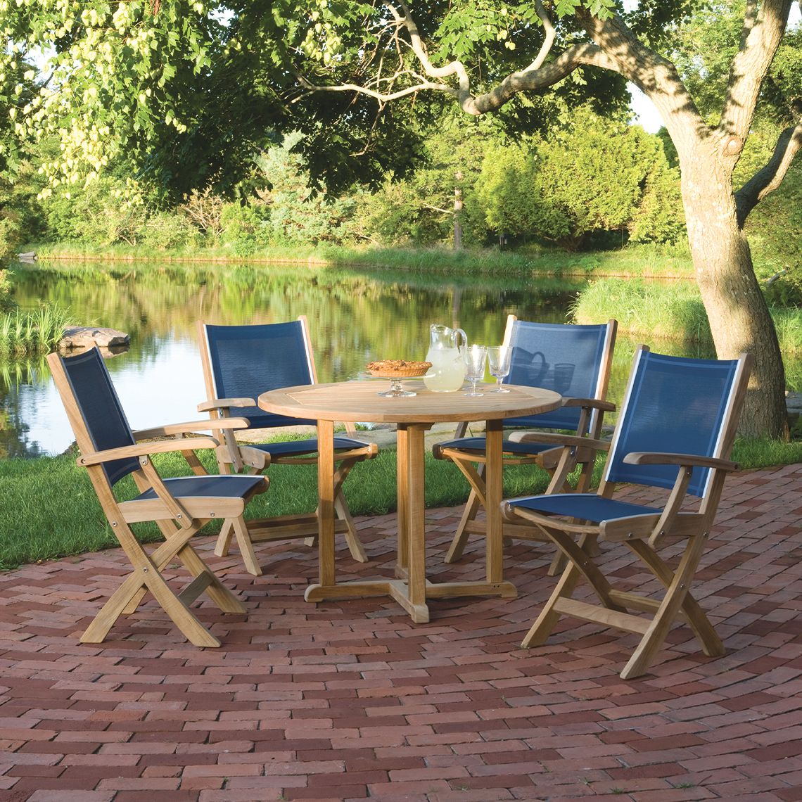 Kingsley Bate St. Tropez Teak Sling Dining Arm Chair - Thumbnail 3