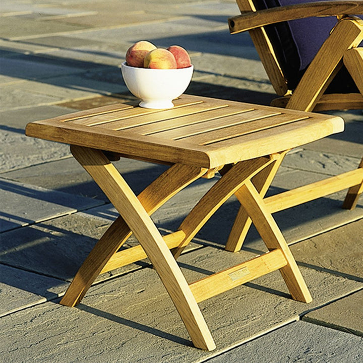 St. Tropez Folding Side Table/Ottoman W/Teak Top