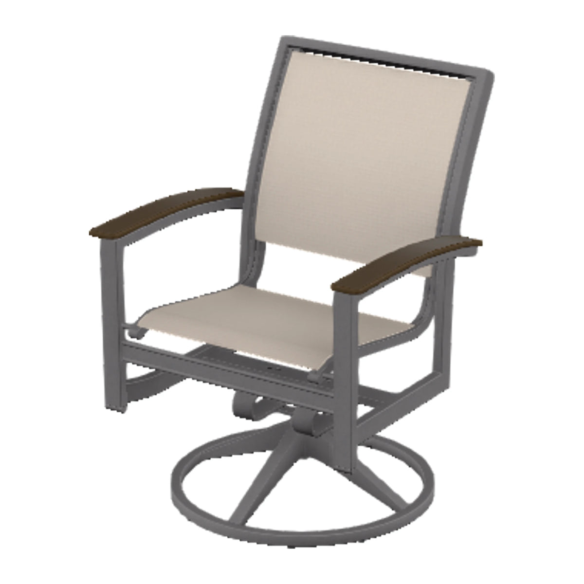 Bazza Sling Swivel Rocker Dining Chair — Graphite Txt PC / Kona Accents