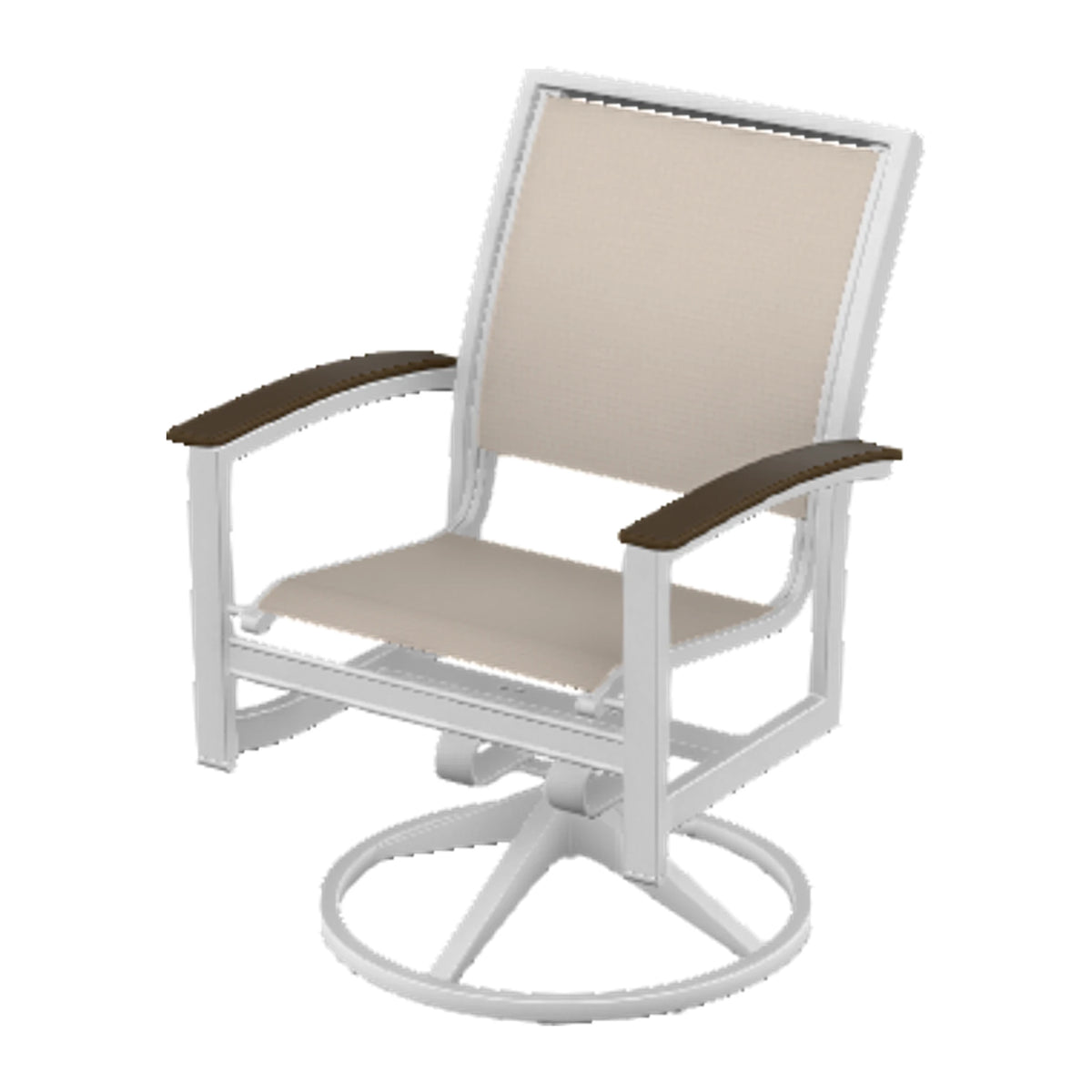 Bazza Sling Swivel Rocker Dining Chair — White Txt PC / Kona Accents