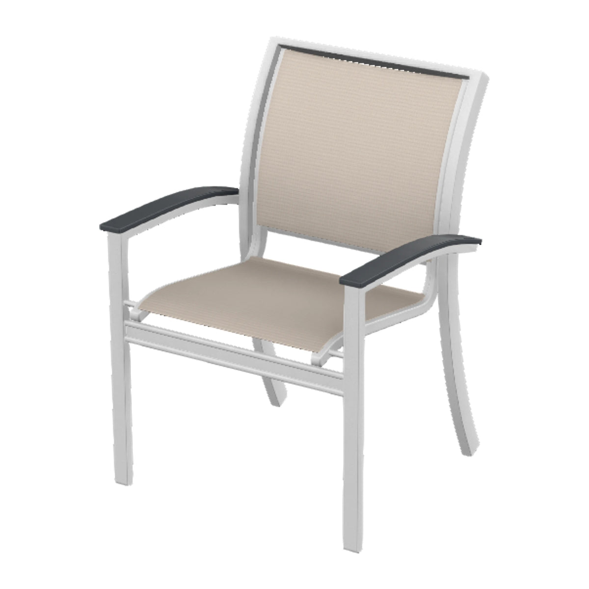 Bazza Sling Stacking Dining Chair — White Txt PC / Graphite Accents