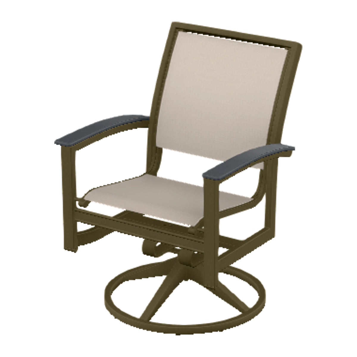 Bazza Sling Swivel Rocker Dining Chair — Beachwood PC / Graphite Accents