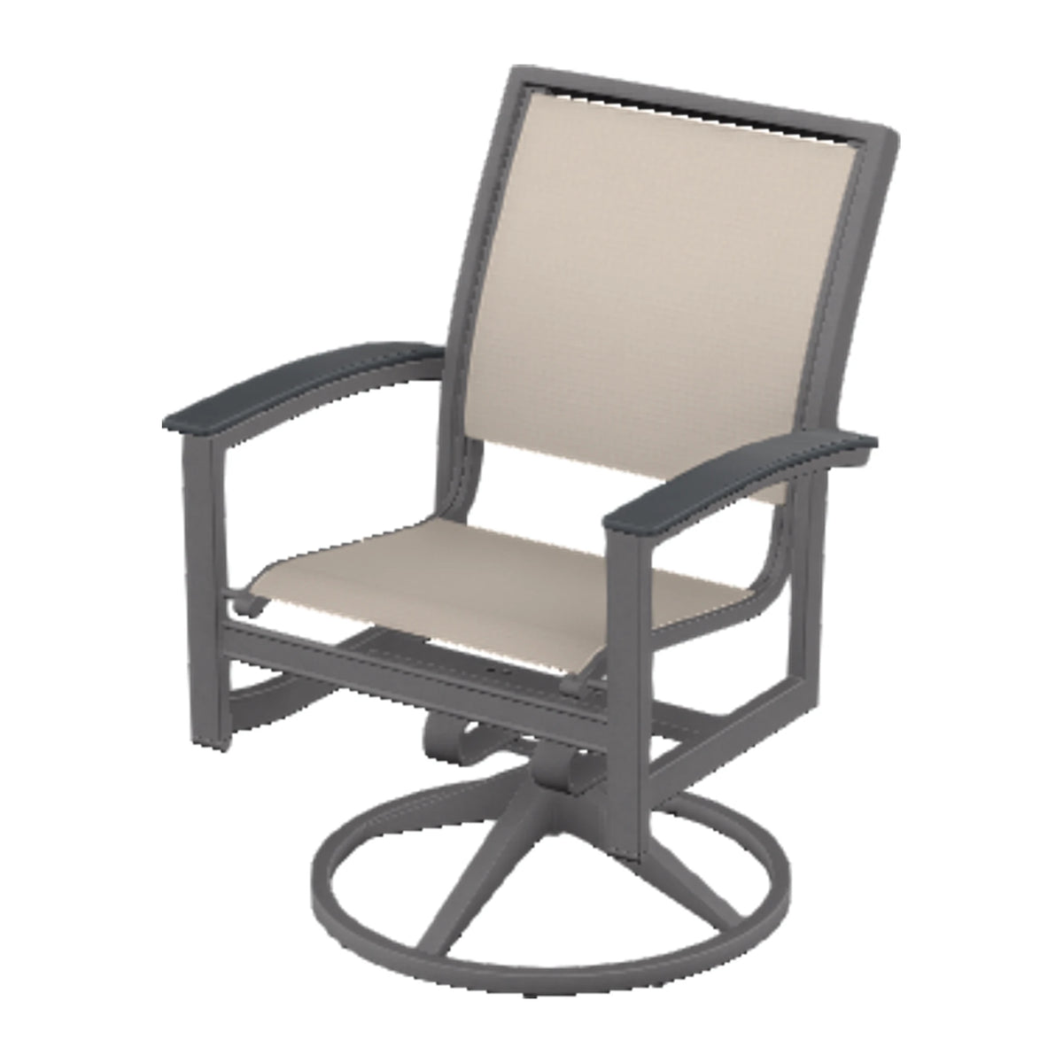 Bazza Sling Swivel Rocker Dining Chair — Graphite Txt PC / Graphite Accents