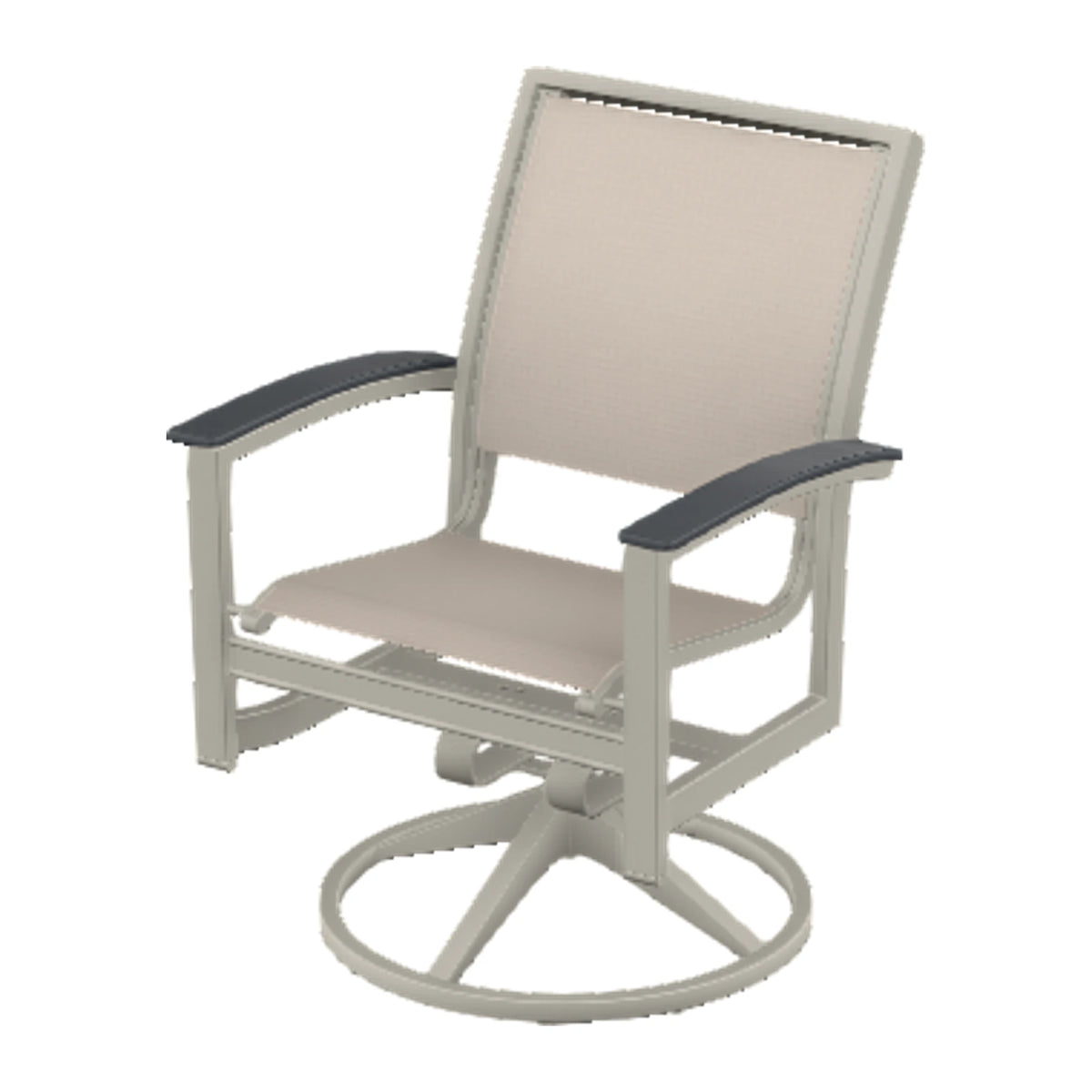 Bazza Sling Swivel Rocker Dining Chair — Warm Grey PC / Graphite Accents